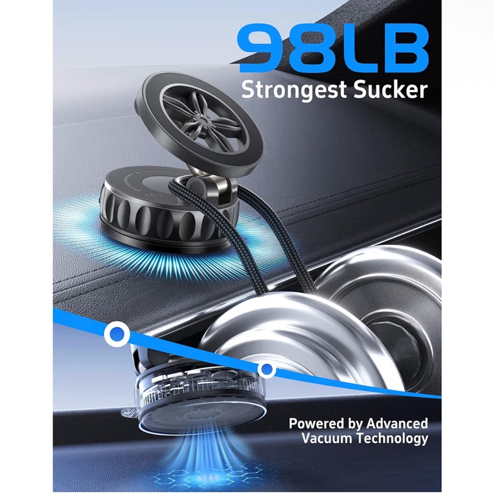 Black Phone Car Mount with Magnetic Wheel Grip, 360 Adjustable - Picture 3 of 7